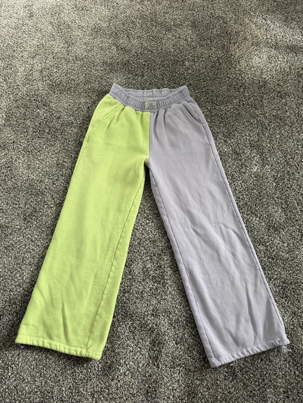 Colorblock Lime Green and Light Gray Women's Joggers